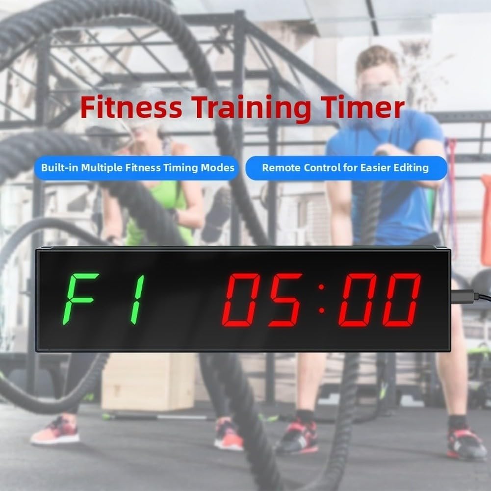 Timer a intervalli LED per fitness con telecomando per allenamento HIIT Tabata EMOM – grande conto alla rovescia digitale cronometro montaggio a parete orologio da palestra display 1,5 pollici (blu)
