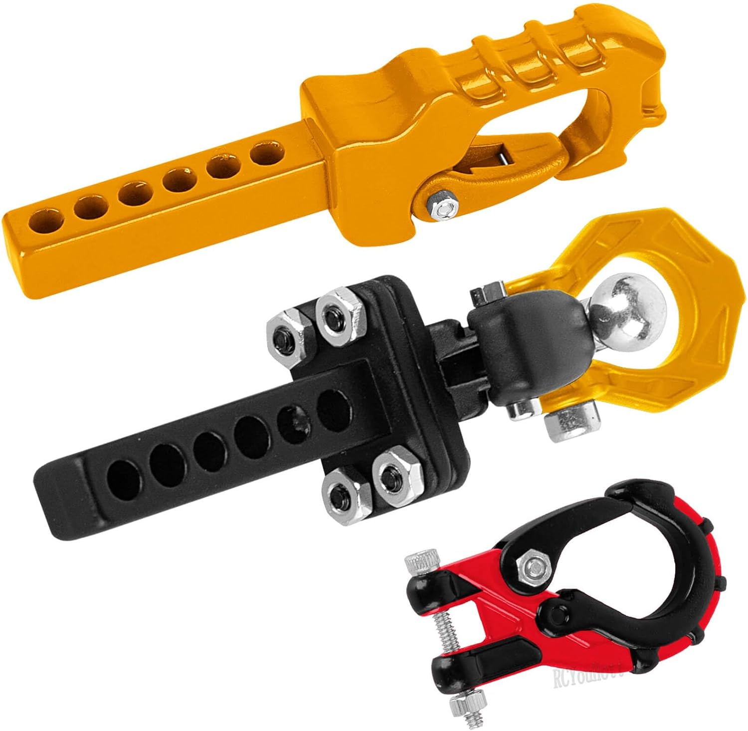 RC Upgrades Part Metal Trailer Chain Trailer Hook Tow Rope Winch Shackles for 1/10 TRX4 SCX10 90046 90081 D90 TF2 CC01 RC Crawler Decor,Orange