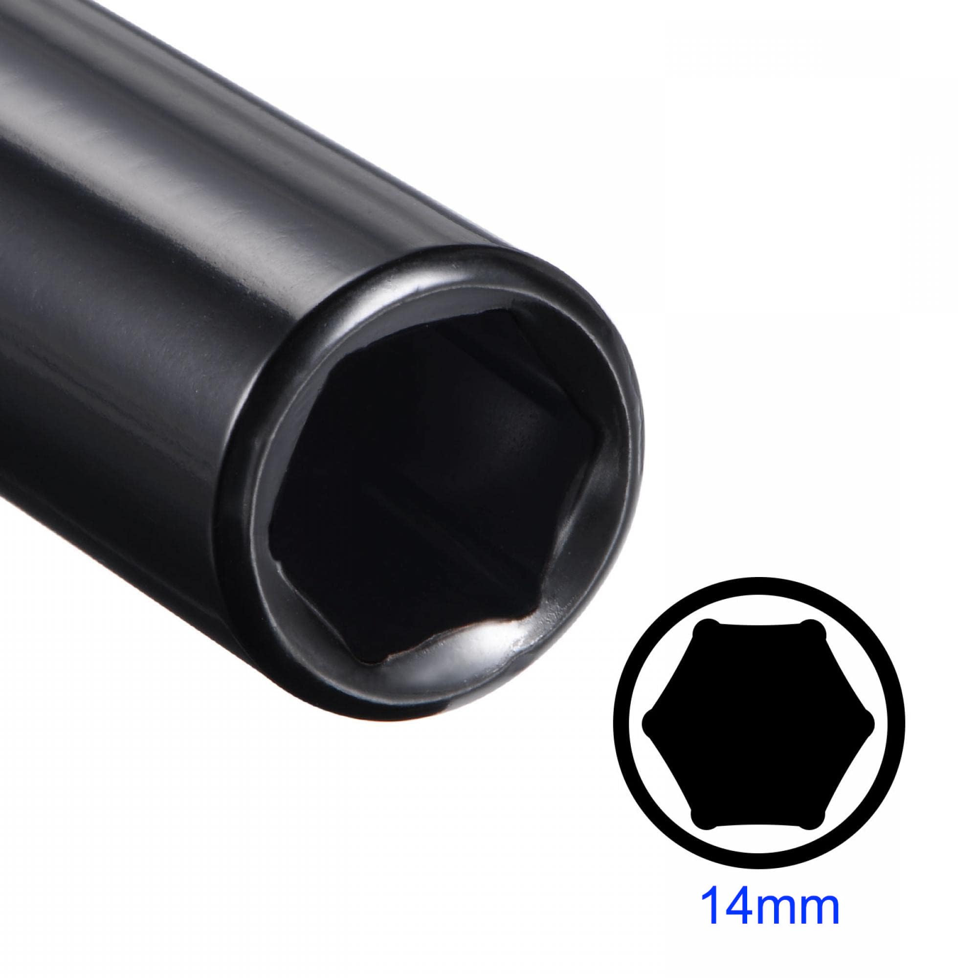 MACHSWON 2Pcs 1/2 Inch Drive - 14mm Deep Impact Socket with 6 Point Design, Heat-Treated Cr-V Steel 78mm Length, Metric Sizes - Image 3