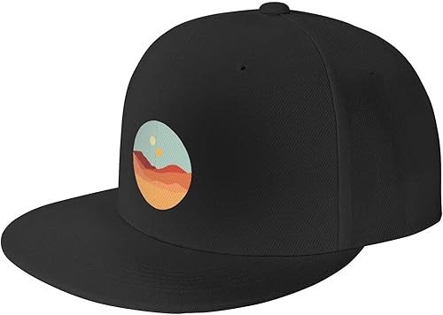 RUAPIA-Two-Suns-Trucker-Hat, Snapback Hats Flat Bill Caps Dad Hat Baseball Cap for Men Women Black