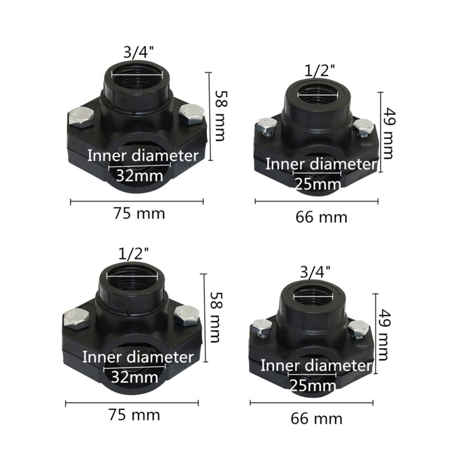 resistir extremos de alta presión y temperatura Tubo Saddle Clip Agricultura Agumento de riego Sugubra Goleta de invernadero DN32, DN25 Pipa de pipas Saddle Snwd -Set 20 Set ( Color : DN25-1I2 Inch )