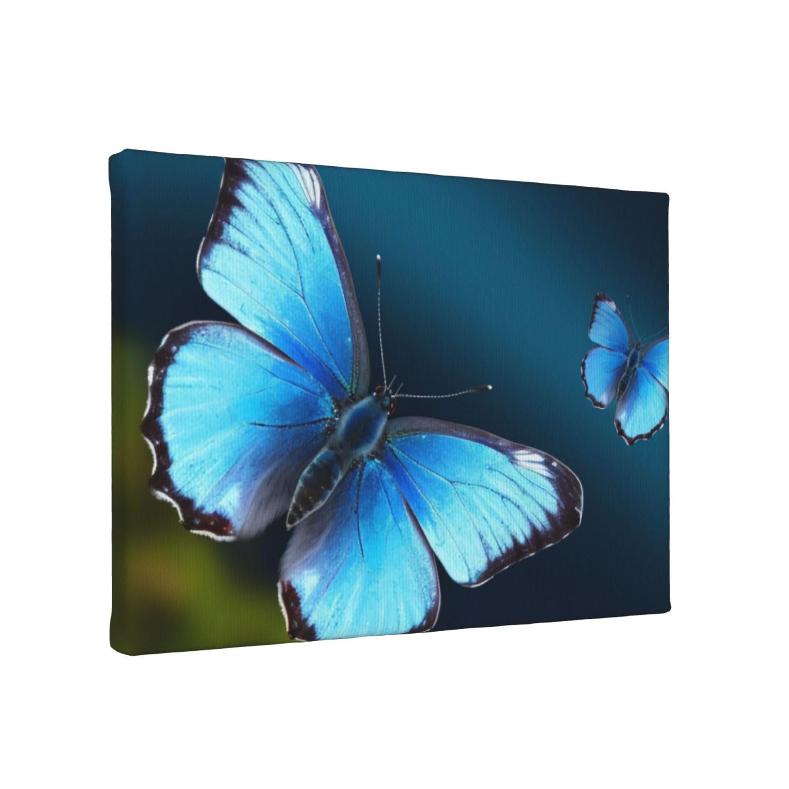 YKLJG Beautiful blue butterfly Printed Wall Art Canvas Painting 30x20 CM Wooden Framed Picture Painting Artwork Prints for Bedroom Kitchen Home Office Decor