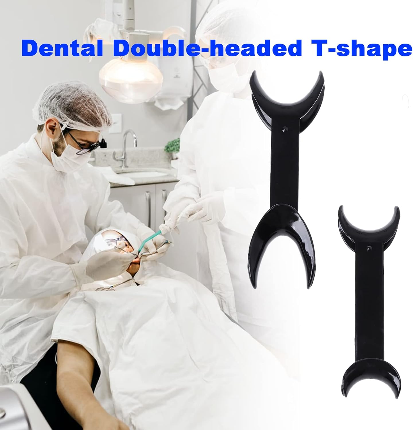 6 Pcs T-Shape Dental Cheek Retractor Double Head Mouth Opener,3 Large Size+3 Small Size Double Head Mouth Opener，Surgical Retractor for Teeth Whitening Dental Orthodontic Tool (Black)