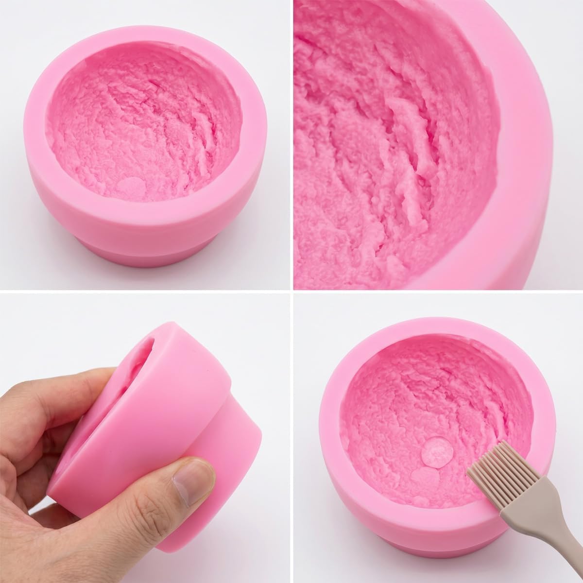 KuuGuu 3 PCS 3D Ice Cream Ball Shape Silicone Molds Semi Sphere Mold Cookie Pastry Mold for Chocolate Pudding Dome Mousse Fondant Cake Decoration DIY Clay Kitchen Baking Soap Candle