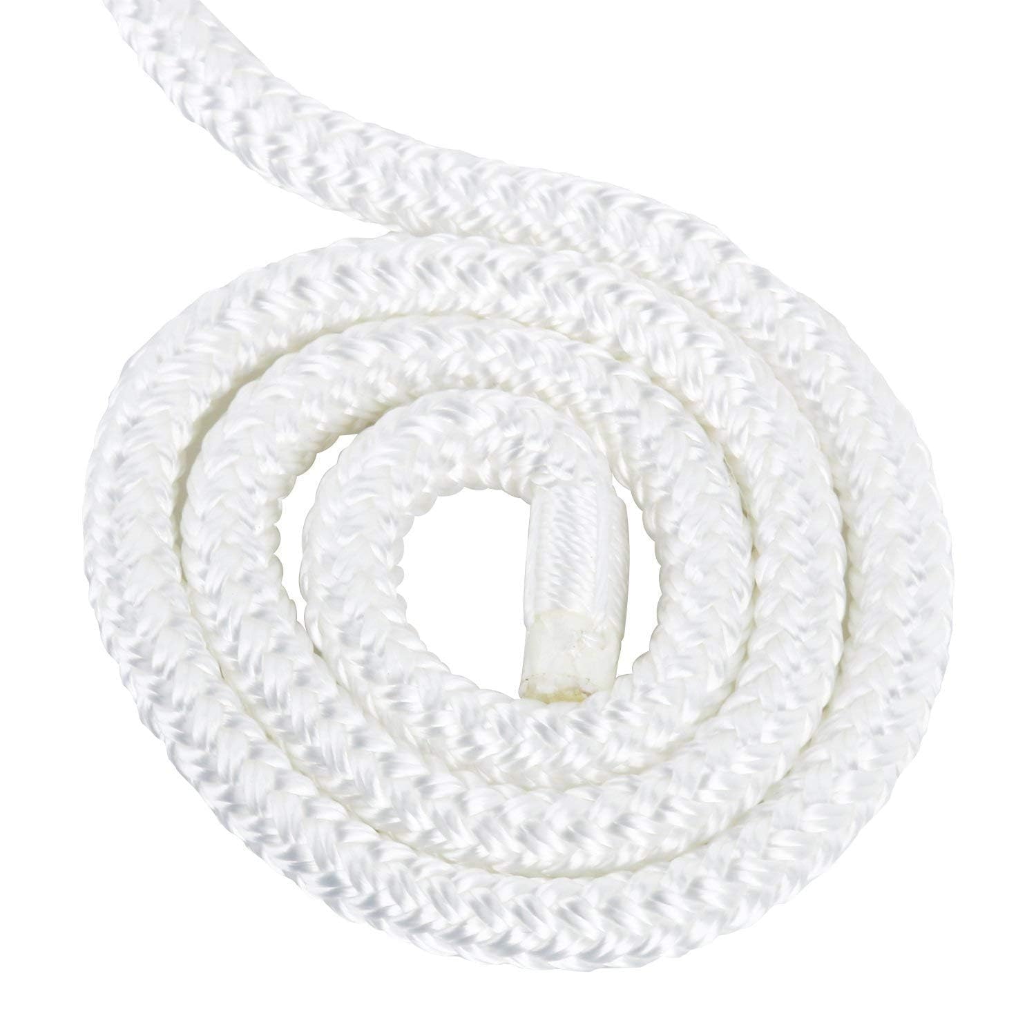 BOOMSTART 2 pezzi corda da ormeggio per barca da 16 mm con occhio in nylon doppio intrecciato, corda parabordi linee dock Ø 16 mm, L: 7,62 m, occhio 38 cm, carico di rottura: 3970 kg, bianco