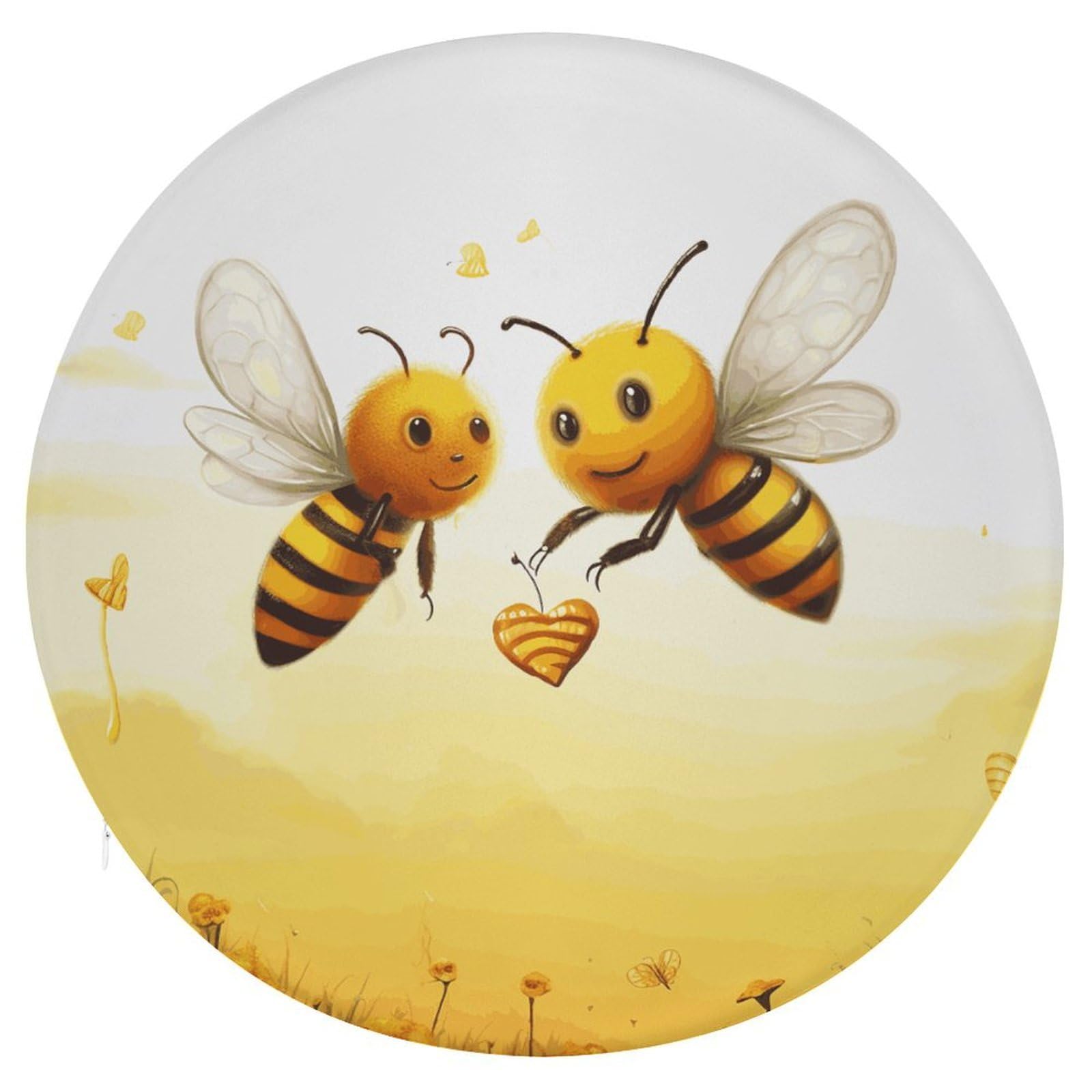 Wsoihfec Style Bee Love Honey Seat Cushion Round Chair Pad