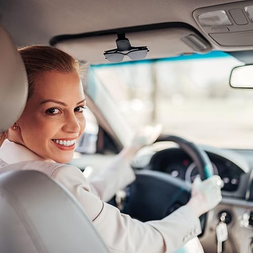 Miniatura 7 de 2 Pieces Sunglass Holder for Car Visor, Magnetic Leather Eyeglass Hanger Clip for Car, Car Visor Accessories (Black)