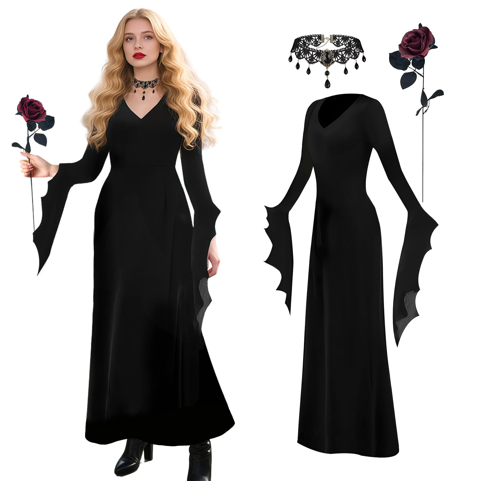 JoyinTcos Renaissance Costume Women's Gothic Steampunk Gothic Dresses Medieval Dress for Carnival Halloween Party