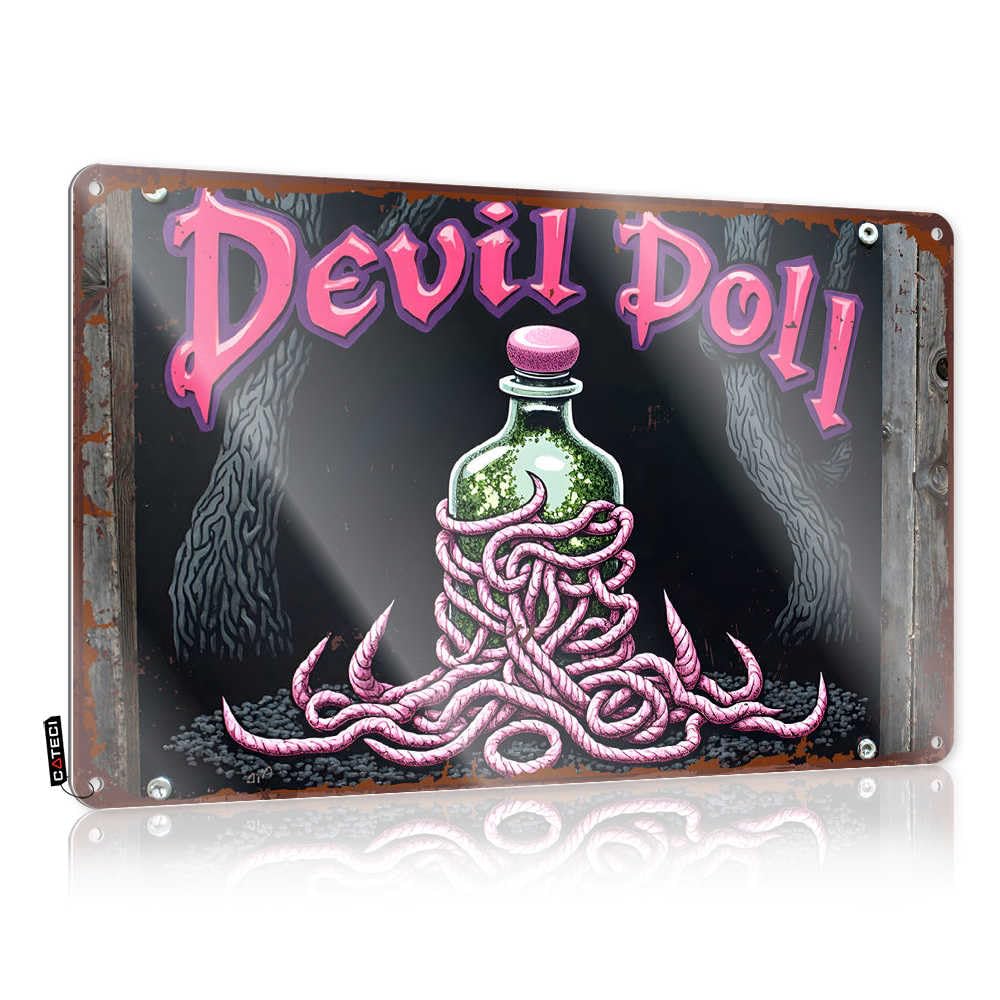 Fzfn Colour Cool Wall Art Custom Farmhouse Devil Doll: A Bewitching Bottle Of Mystery And Magic For Kitchen - Spring Porch Decor Customizable(30X40cm)