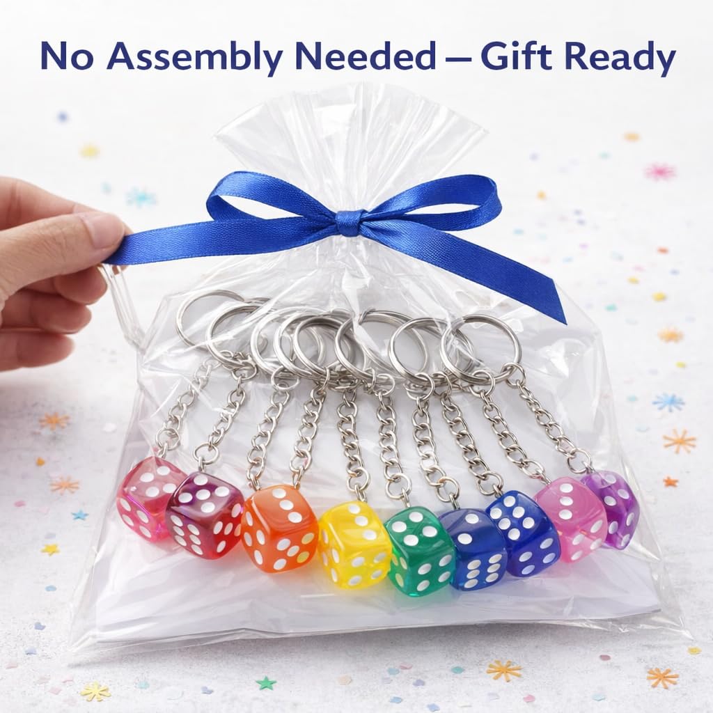 1 Dozen Bunco Dice Key Chains - Perfect for Bunco Night Gifts, Prizes, Casino-Themed Wedding Favors, and Party Supplies