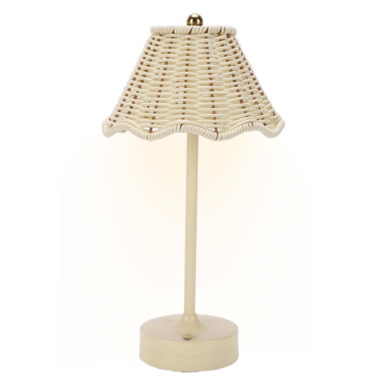 Rechargeable Table Lamps - Portable Bedroom Lamp, 12.59 Inch Kids Nightlight for Nightstand Bedside, Rattan Desk Light, Reading Lamp, Night Light for Warm Stylish Illumination