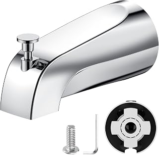 TEVIORA Chrome Tub Spout with Pull-Down Diverter - Slip-Fit 1/2" Copper Pipe, Easy DIY Bathtub Faucet Replacement for Bathroom Shower