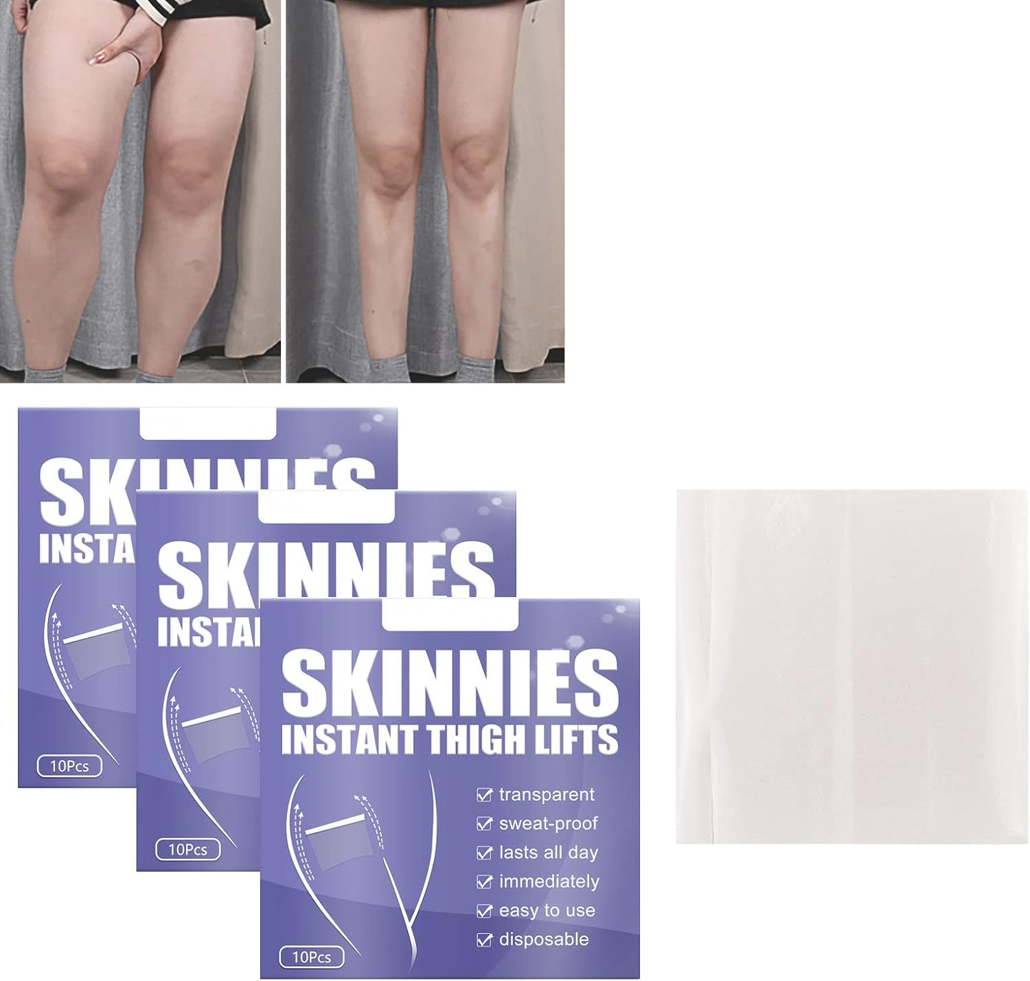 HANGTIAN Thigh Lift Tape, 10pcs, Skinnies Instant Thigh Lifts, Clear