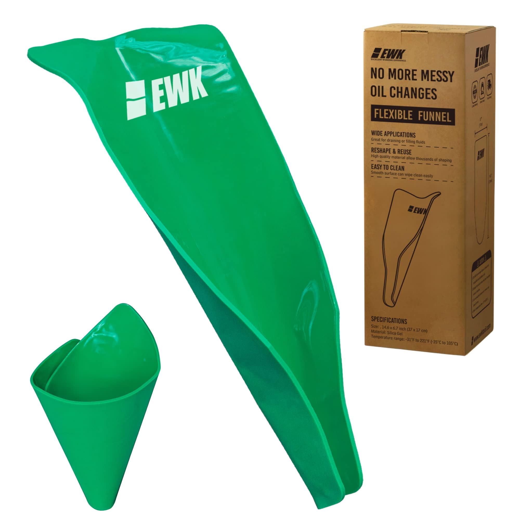 EWK Embudo de aceite flexible, sin derrames, embudo moldeable reutilizable para cambios de aceite limpios, mantenimiento de automóviles y motocicletas, drenaje de refrigerante y líquidos, diseño