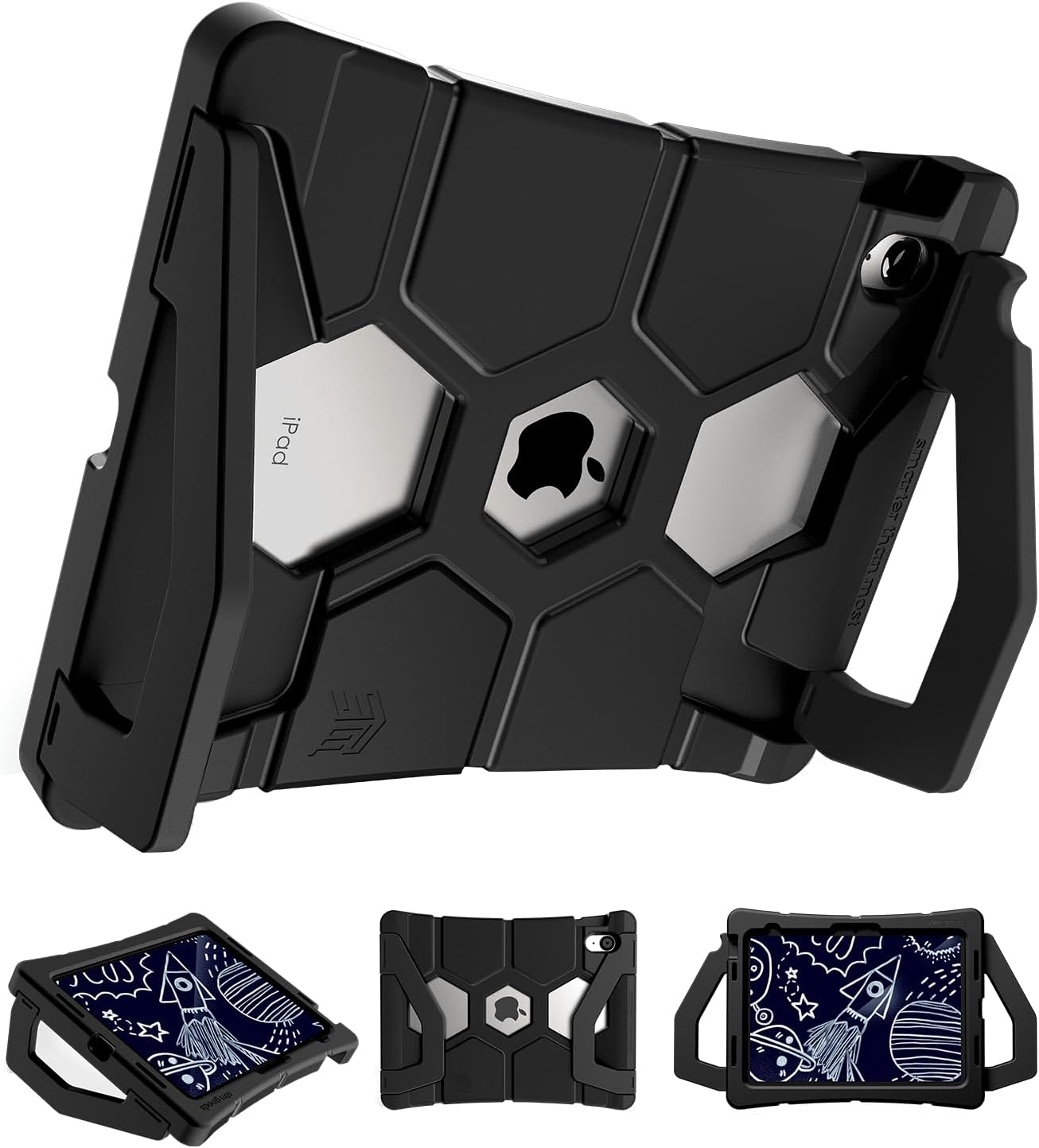 STM Goods Duxling iPad (A16/10th Gen) Case for Kids - Ultra-Protective, Two-Handle Design Allows for Easy Carry and Functions as a Multi-Angle Stand - Ideal for Parents, Teachers, Students - Black
