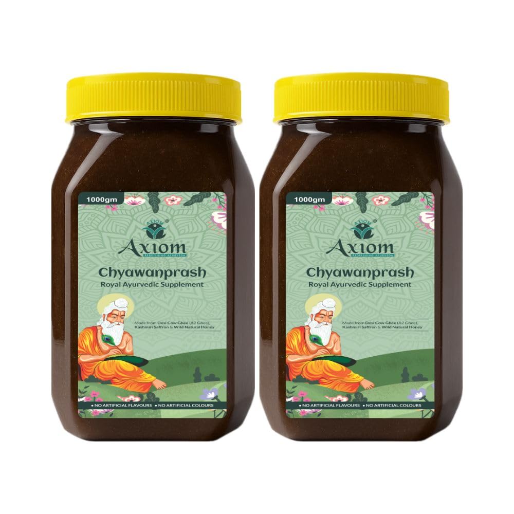 Axiom Royal Ayurvedic Chyawanprash 1kg (Pack of 2) | 2X Immunity | best chyawanprash Made With Deshi Cow Ghee(A2 Ghee), Kashmiri Saffron Wild Natural Honey organic chyawanprash