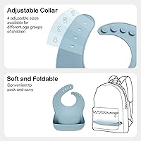 Vista 4 de Silicone Bibs for Babies Toddler Set of 3, BPA Free, Soft Adjustable Waterproof Bibs for Feeding Essentials
