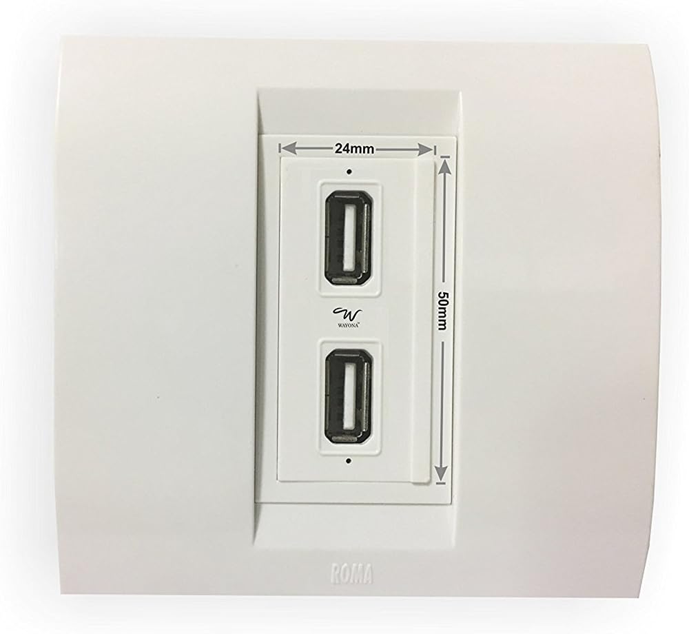 Wayona 18W Dual USB Socket Inwall USB Fast Charger Compatible with Anchor Roma switch plate - White