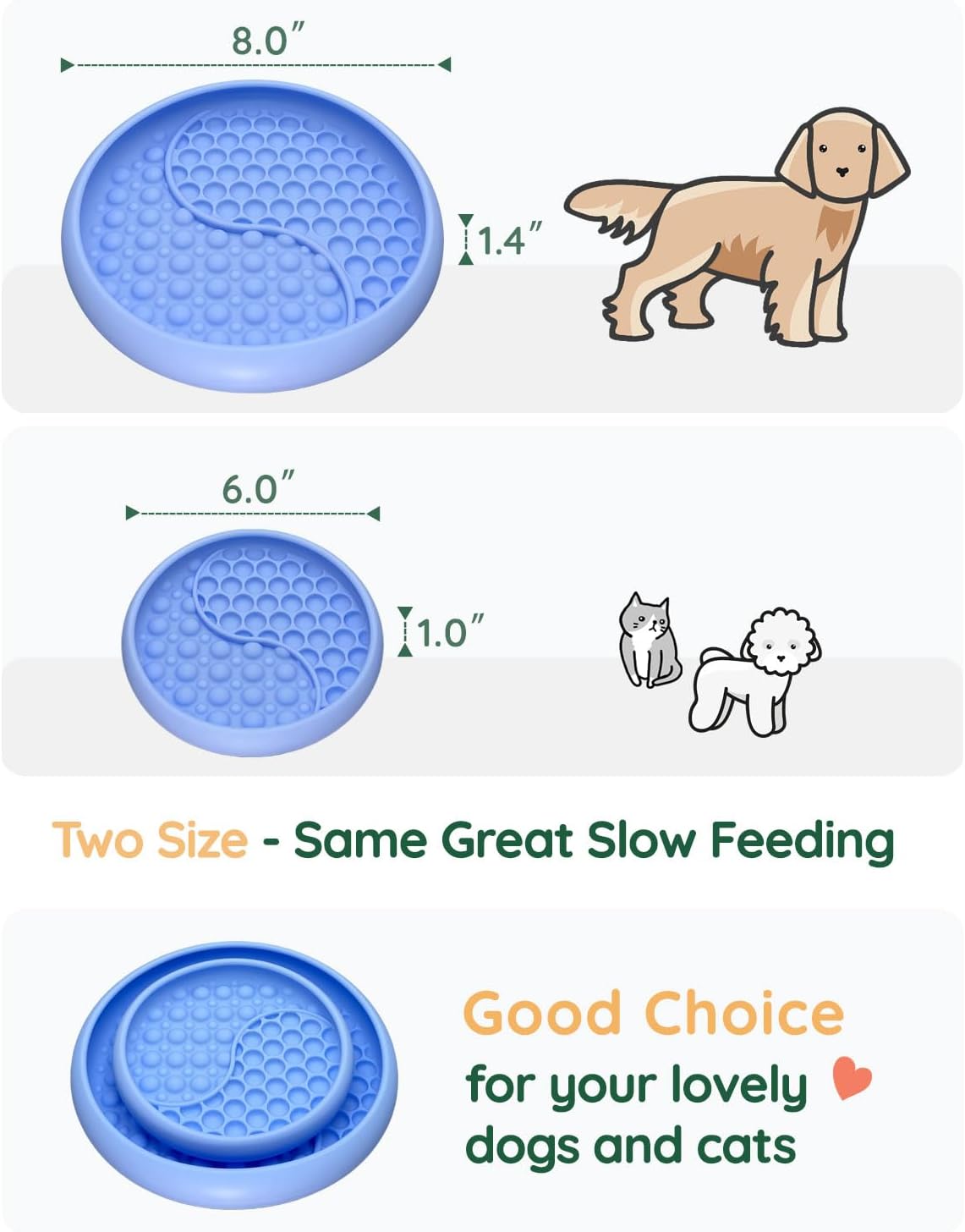 Slow Feeder Bowl Bundle: Light Blue Frozen Lick Mat (8.0" x 1.4") + Pink Starry Sky Feeder (4.3" x 2.9"), Freeze-Friendly Lick Bowl with Suction Cups for Enrichment and Anxiety Relief