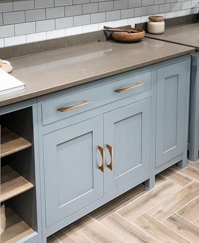 Miniatura 6 de Myxekllo Paquete de 4 tiradores de cajón de gabinete, manijas con forma de puente de café cepillado para cajones, accesorios de gabinete de baño