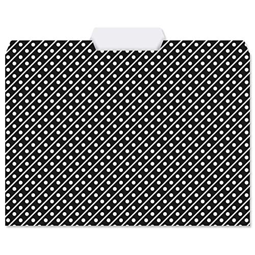 24 Elegant Black File Folder Value Pack - Set Of 24 (6 Designs) 1/3 Cut Staggered Tabs, Letter-Size Designed Folders #TOP3