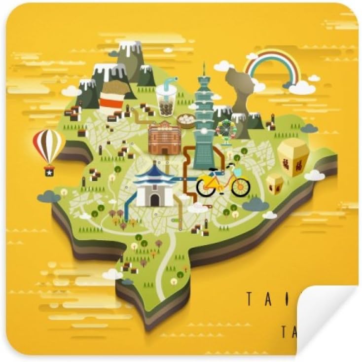 Taipei Travel Map China Glasses Cloth Screen Cleaner Suede Fabric 2 Pack