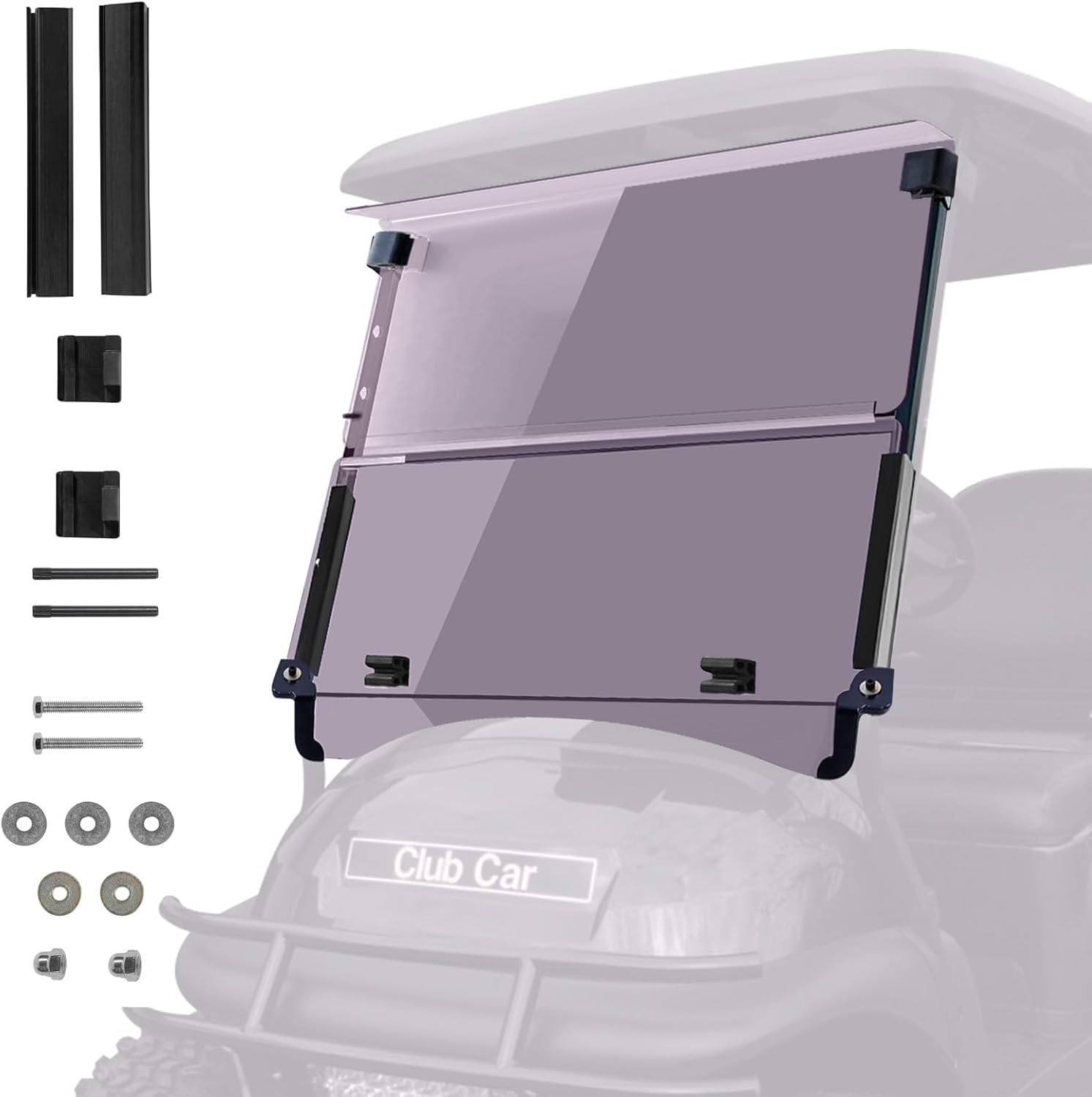 Club Car Precedent Tempo Flip Flop Compact Golf Cart Windshield, Tinted Color, 3/16" Thickness, Fits Club Car Precedent Tempo 2004+