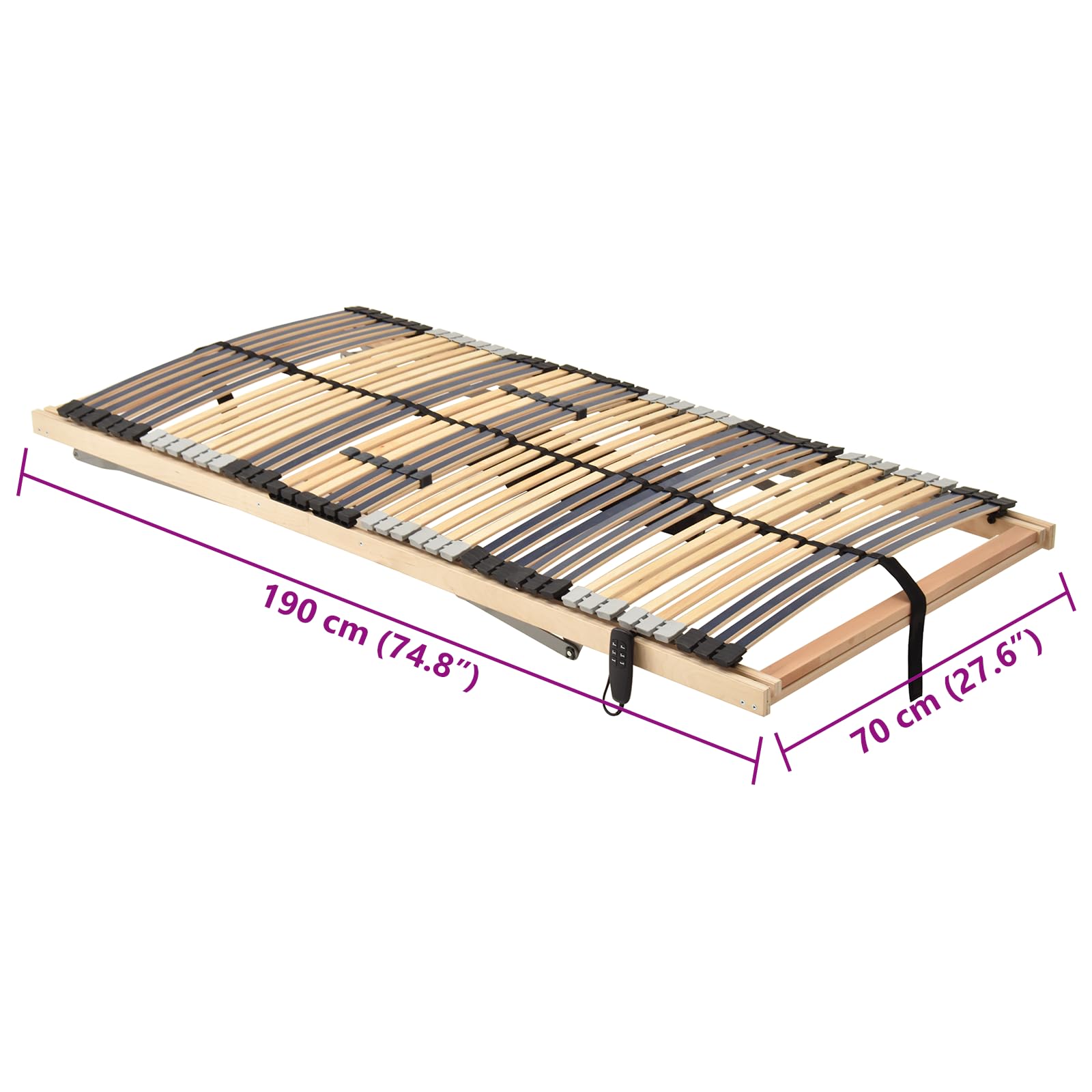 Somier eléctrico de 7 zonas, 39 láminas, 70 x 190 cm, ajustable, para un sueño reparador, perfecto para tu dormitorio, diseño robusto