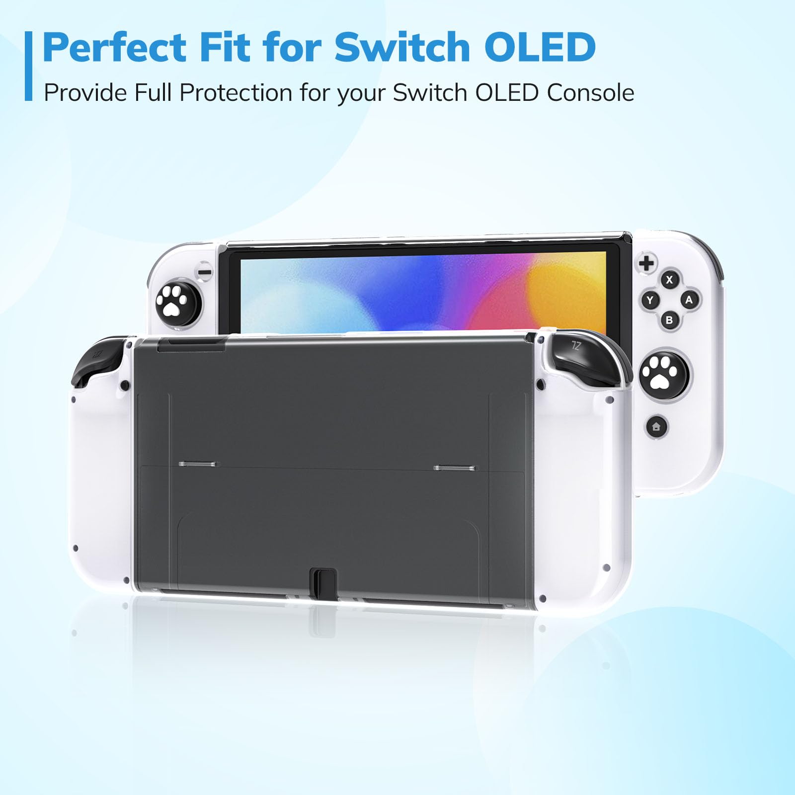 Younik Kit de Accesorios para Switch OLED, 15 en 1 con Estuche para Switch, Soporte Ajustable, 2 Protectores de Pantalla, 2 agarres y 2 Fundas Protectoras de TPU para los J-con