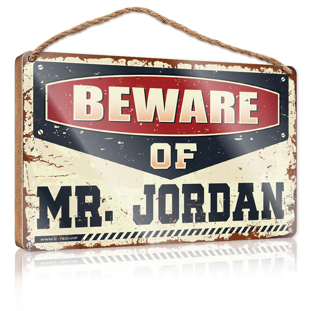 FZFN Winter Door Sign Beware Of Mr. Jordan Wooden Sign Room Decor For Men Wood Sign With Sayings(15X28CM)