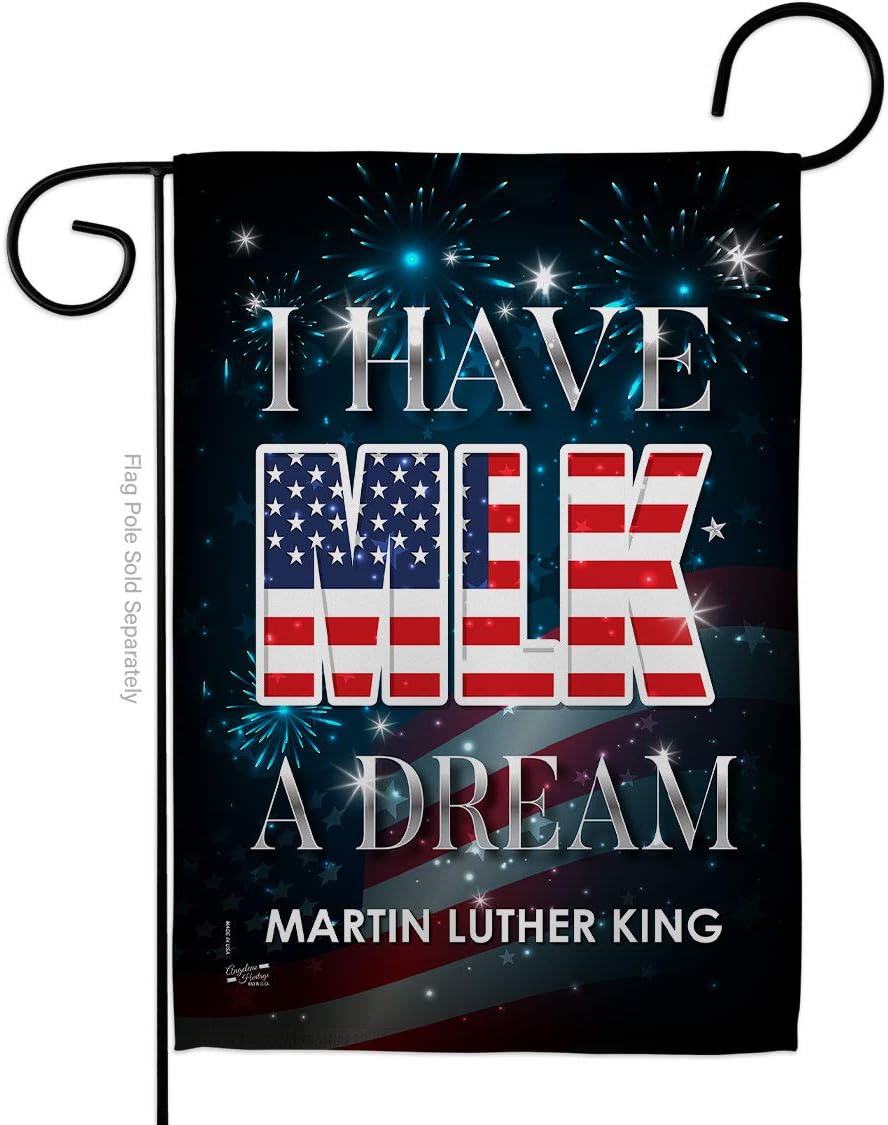 I Have A Dream MLK Garden Flag Set Wall Holder Black History Martin Luther King Civil Right Stars United State American Small Decorative Gift Yard House Banner Made In USA 13 X 18.5