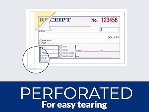 Miniatura 5 de 1InTheOffice Recibo de dinero y alquiler, 2-34 x 5-38 pulgadas, 2 piezas, sin carbono, blancocanario, 50 juegos por libro (2 libros)