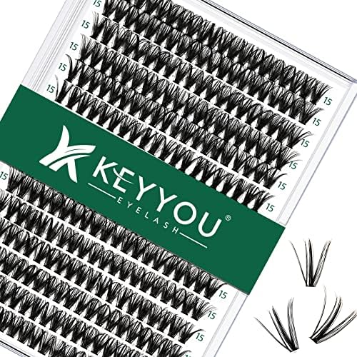 KEYYOU Lash Clusters, 40D 15mm for DIY Natural Volume