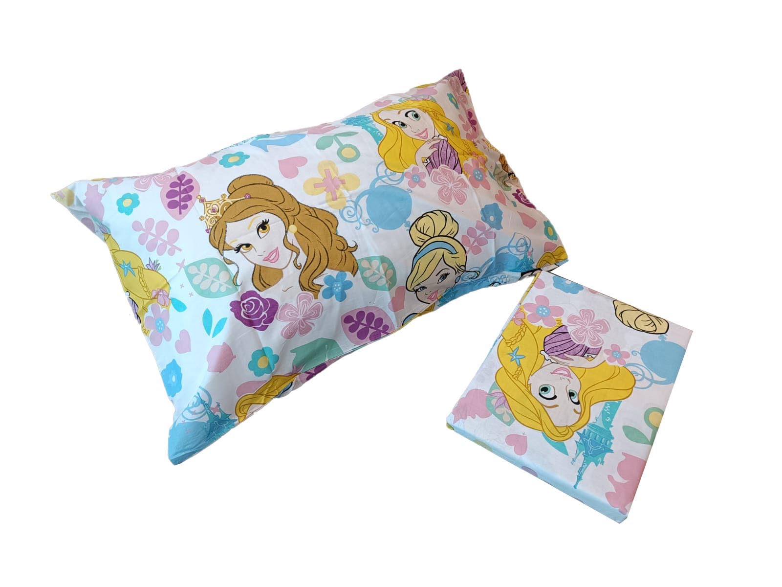 Princess, Drap de lit, Drap Plat, Drap Plat, taie d'oreiller, Rose, Disney, 100% Coton, Produit Officiel