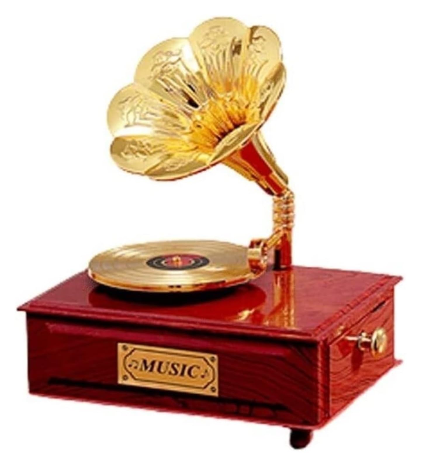 Caja de música Caja de música Caja de música con fonógrafo for Discos de plástico Caja de música for Almacenamiento de Joyas for decoración de cumpleaños (marrón 11 * 7,3 * 14,5 cm)(Brown)