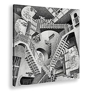 Giallobus – Schilderijen – Maurits Cornelis Escher – Relativiteit – Standaard frame canvas – 100×100 – Klaar om op te hangen – Moderne schilderijen voor thuis