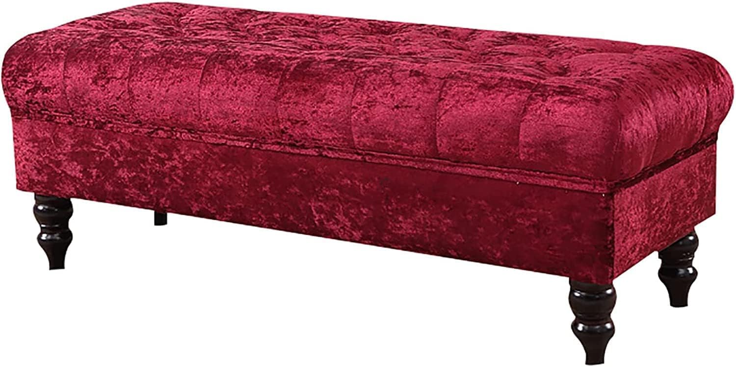 Banco de Almacenamiento tapizado en Terciopelo, otomana Rectangular de Felpa con Patas de Madera, baúl Acolchado con Tapa, Banco de Zapatos, Taburete para pies con Tapa elevable pa