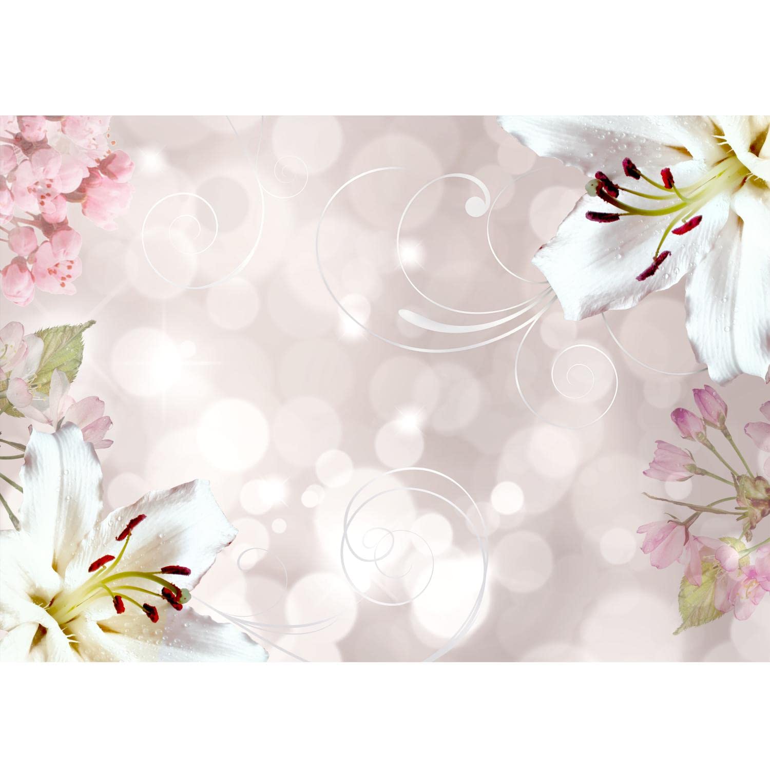 Runa Art Non-woven Wallpaper Lily Flowers 352 X 250 Cm Fleece Wall XXL Wall Pictures Tapestry Photo Wall Decoration Living Room Bedroom Beige 9333011b