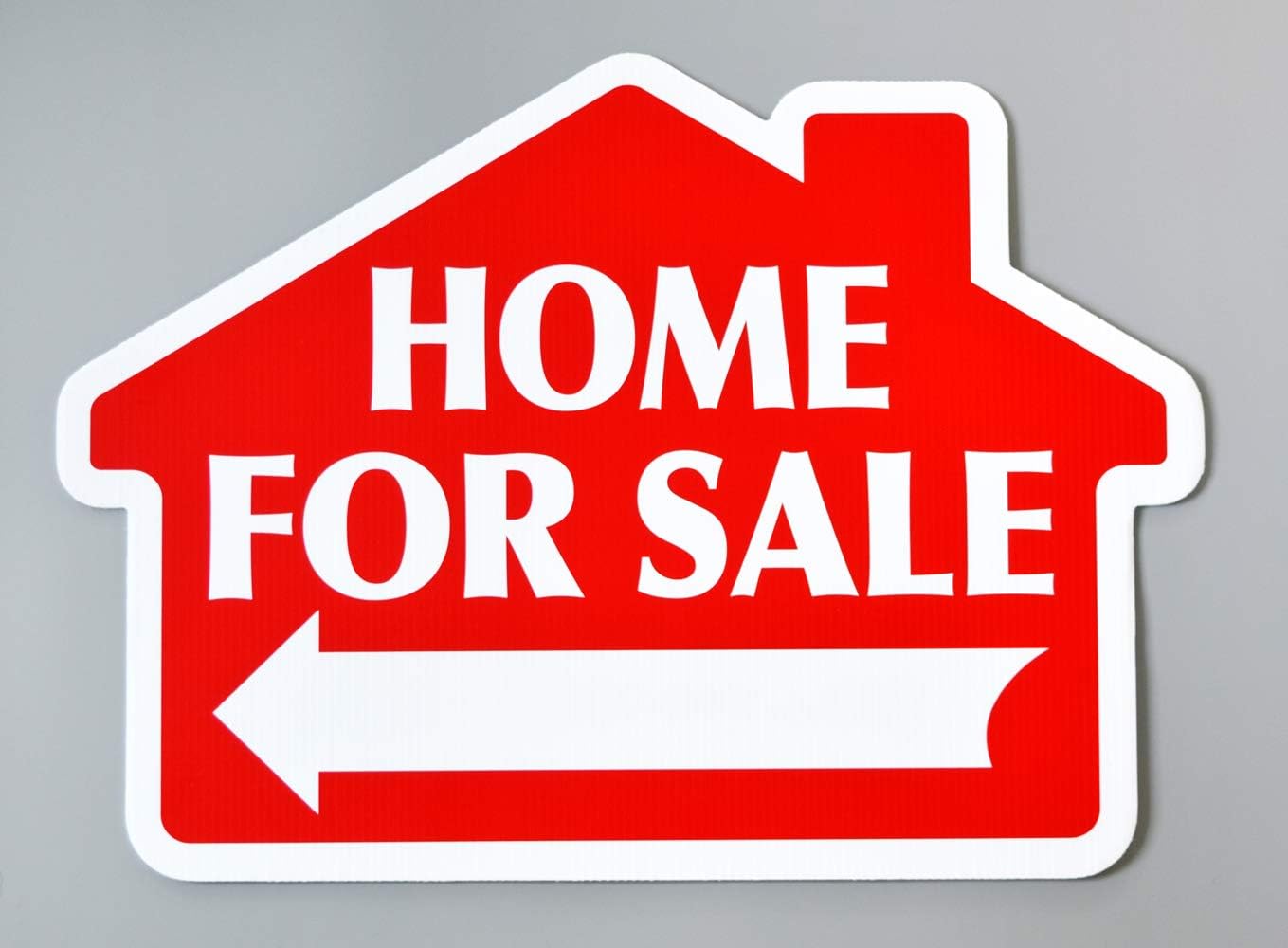 Home For Sale Sign Kit, Die Cut House Shape with Stands, Durable Corrugated Coroplast, UV Ink, Unconditional Guarantee, Real Estate Agent Supplies, 5-18x24 Signs + 5 Stands (Red - Home For Sale)