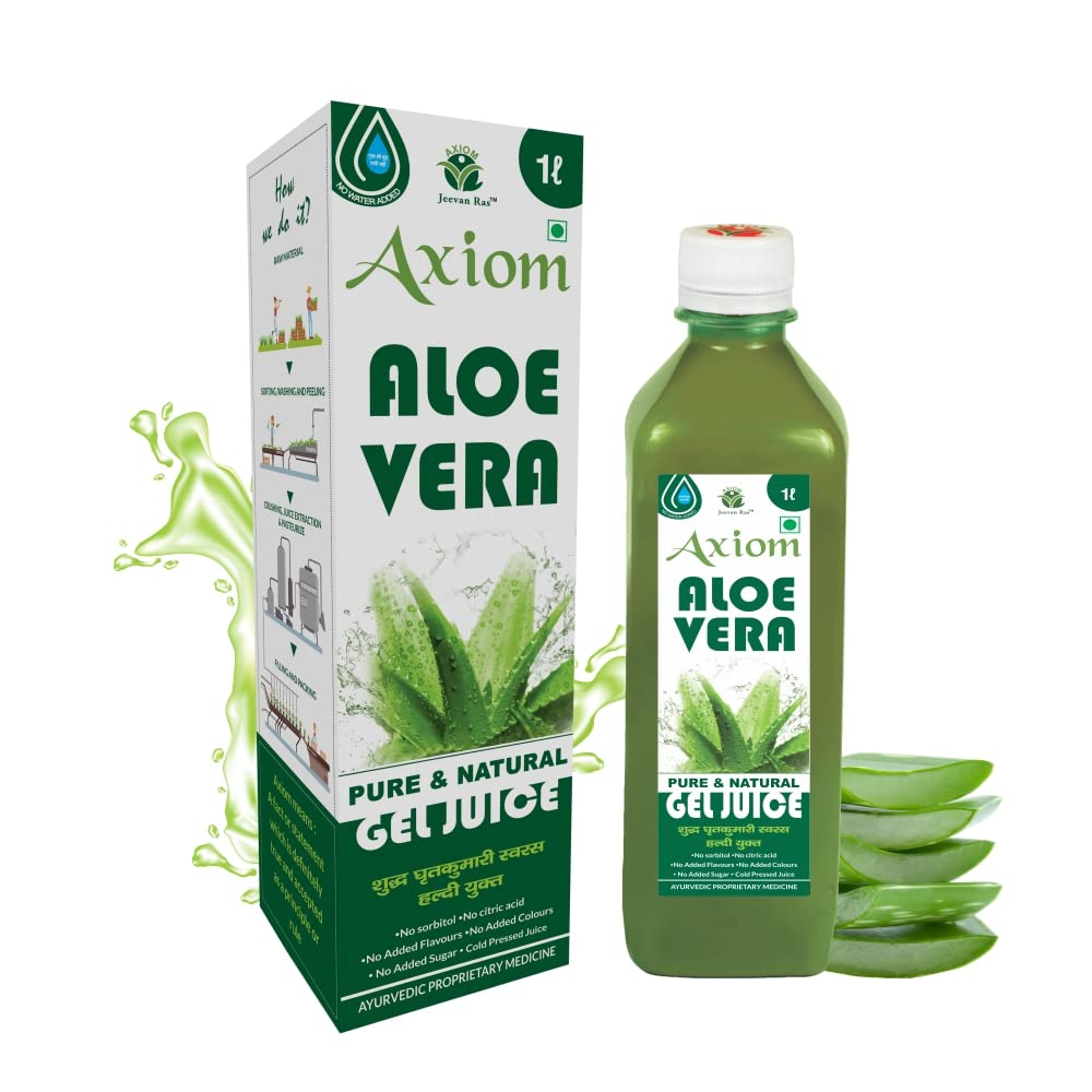 Axiom Aloevera Juice – 1000ml | Cold Pressed Aloe Vera Juice | Helpful for Glowing Skin & Hair | Manages Blood Pressure & Cholesterol | Immunity Booster | No Added Sugar