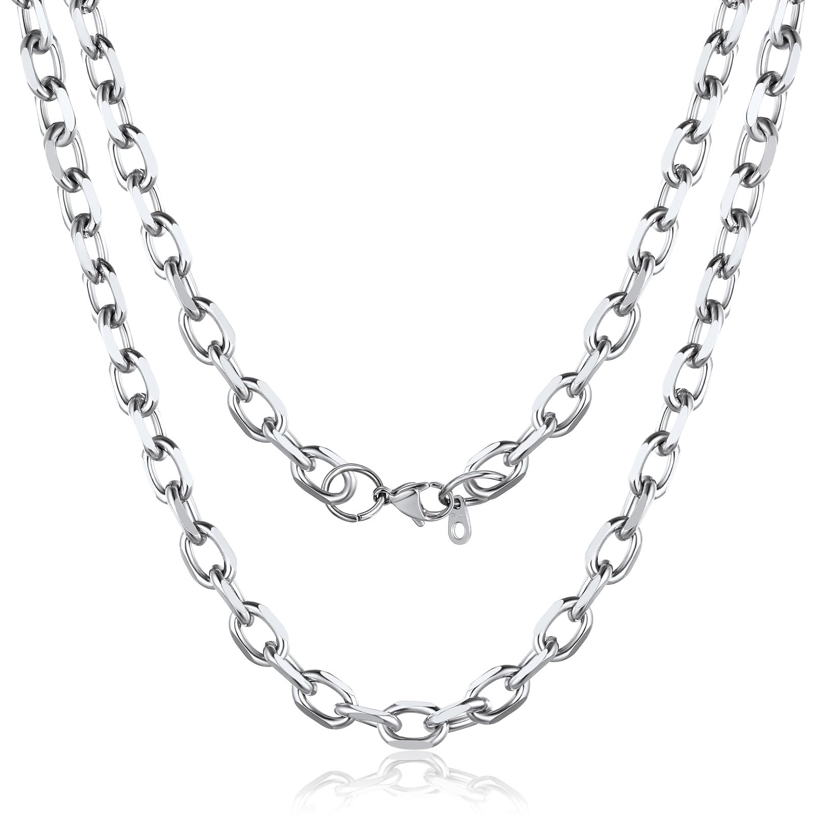 Stainless Steel Chain for Men,Silver/Black/Gold Plated Rolo Cable Chains Necklace Mens 5mm/7mm/9mm/12mm Width,18"-30" Hip Hop Accessories Jewelry