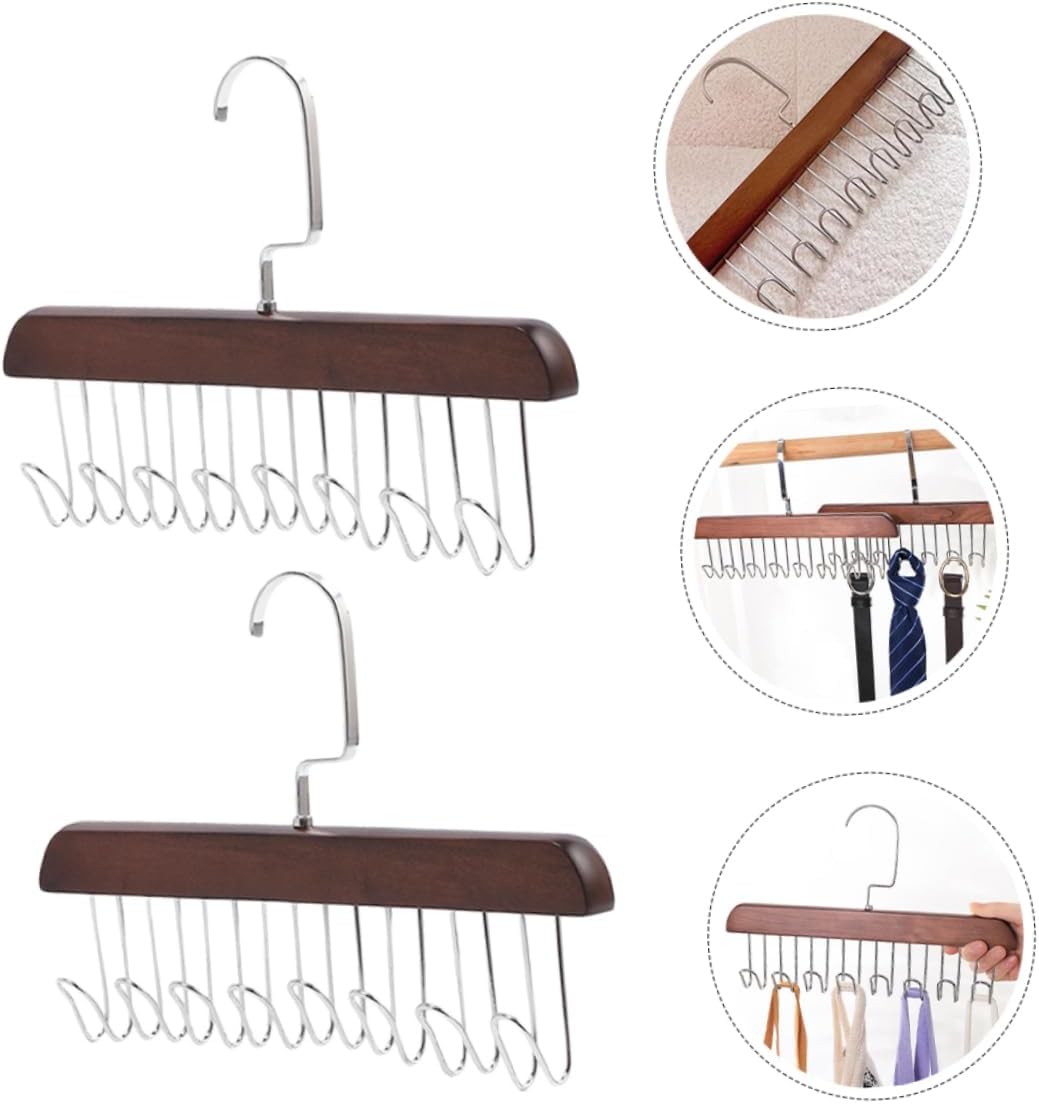 Cabilock 3pcs Multi-Function Tie and Belt Hanger for Closet Space-Saving Organizer with Hooks for Scarves Tank Tops and Accessories Sturdy and Design