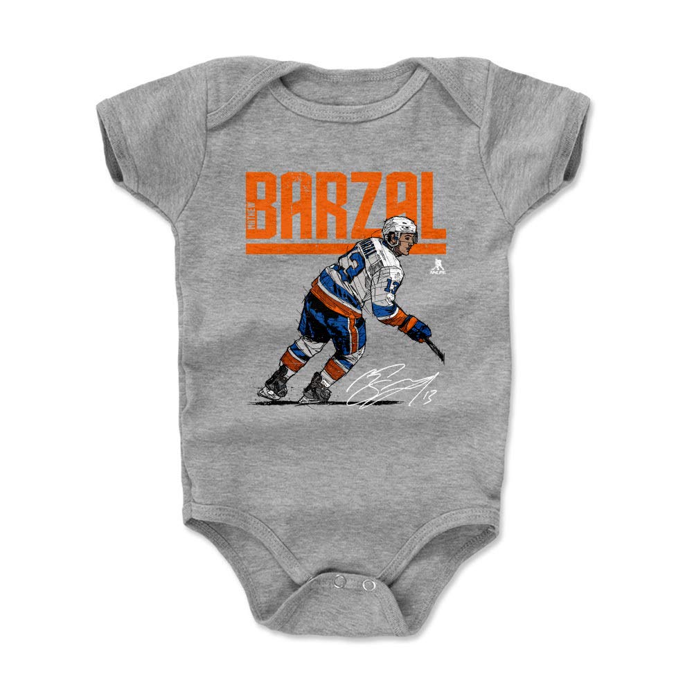 500 LEVEL Mathew Barzal Baby Infant One Piece Bodysuit (6M, Heather Gray) - Mathew Barzal Hyper O WHT