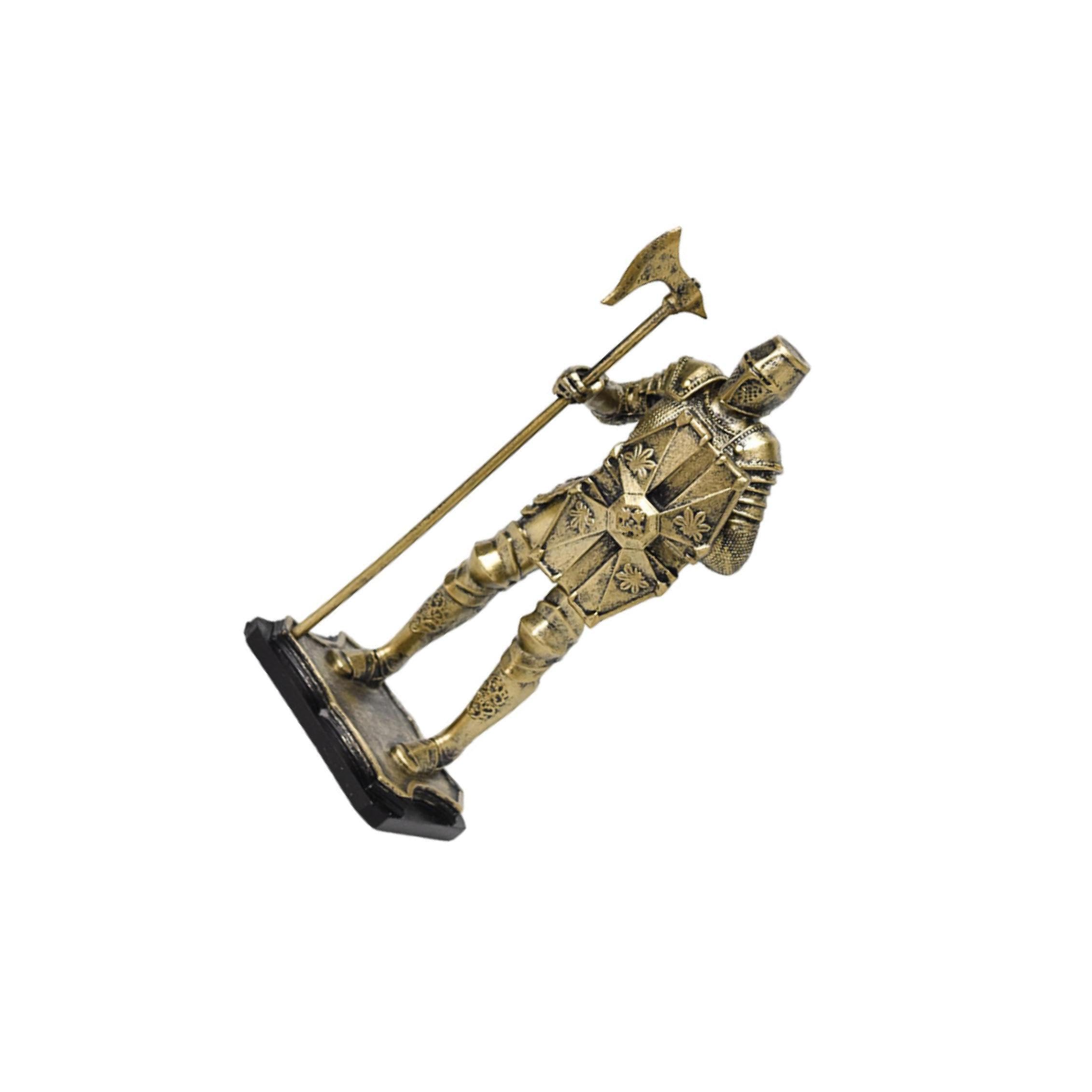 Alcxazs Gold Sturdy Knight Statue Art Decor Elegant Knight, 7.7X5.9x18 Cm