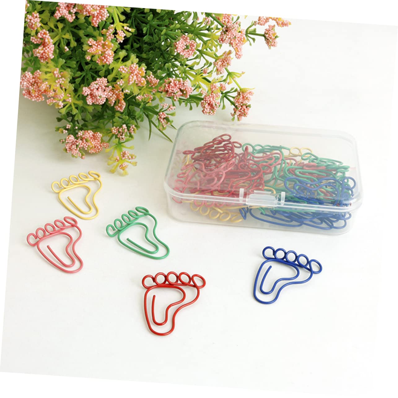 NUOBESTY 150stücke Fußabdruck-förmige Büroklammern Bunte Papierclips Für Dokumentenorganisation Praktische Und Dekorative Clips Für Schule Büro Und Zuhause