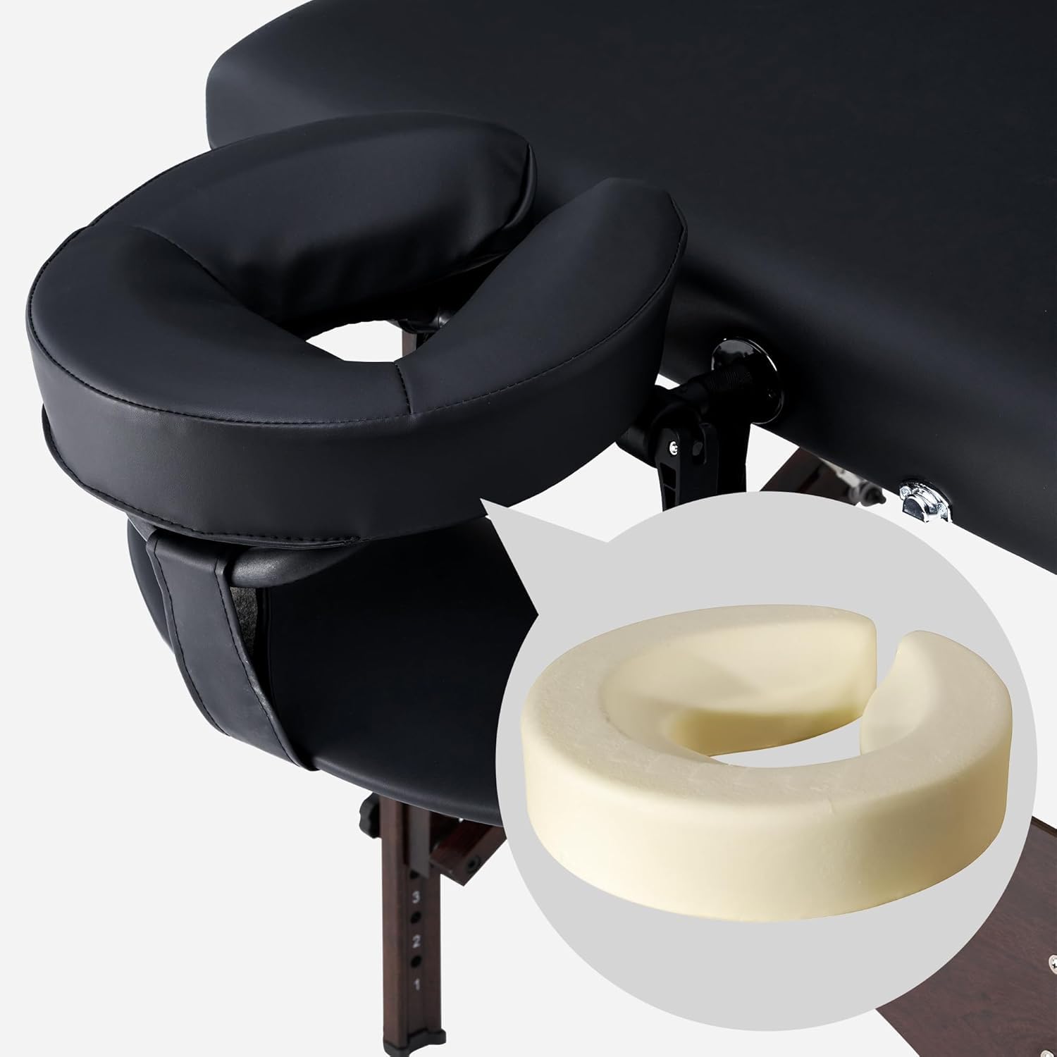 Master Massage Argo Lit Portable Pliable Ultra léger avec Pieds en Bois de Noyer et Sac de Transport Noir 71 cm