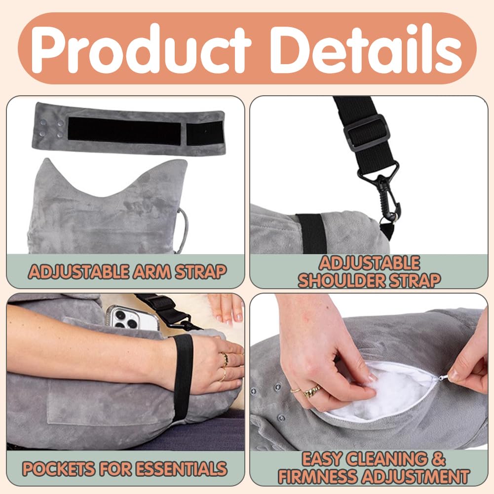 RANJIMA Coussin d'épaule après chirurgie avec poche pour bras, manchettes de rotateurs pour dormir, coussin orthopédique pour dormir sur le côté et le dos, coussin de soulagement des épaules