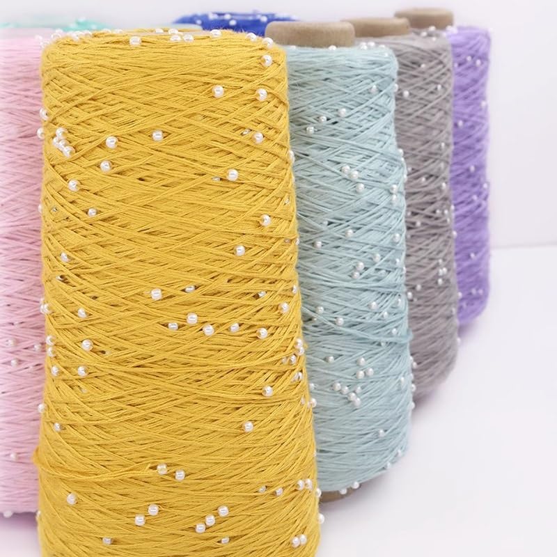 Filo for uncinetto in pura lana fine di puro cotone da 350 g - Filato lavorato a mano mercerizzato for perline e artigianato(07color)