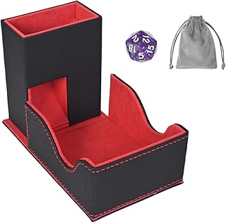 Dice Tower Organizers, PU Leather Magnetic Dice Tower, 3 in 1 Folding Case for Board Games and Role Playing Equipment Enthusiasts