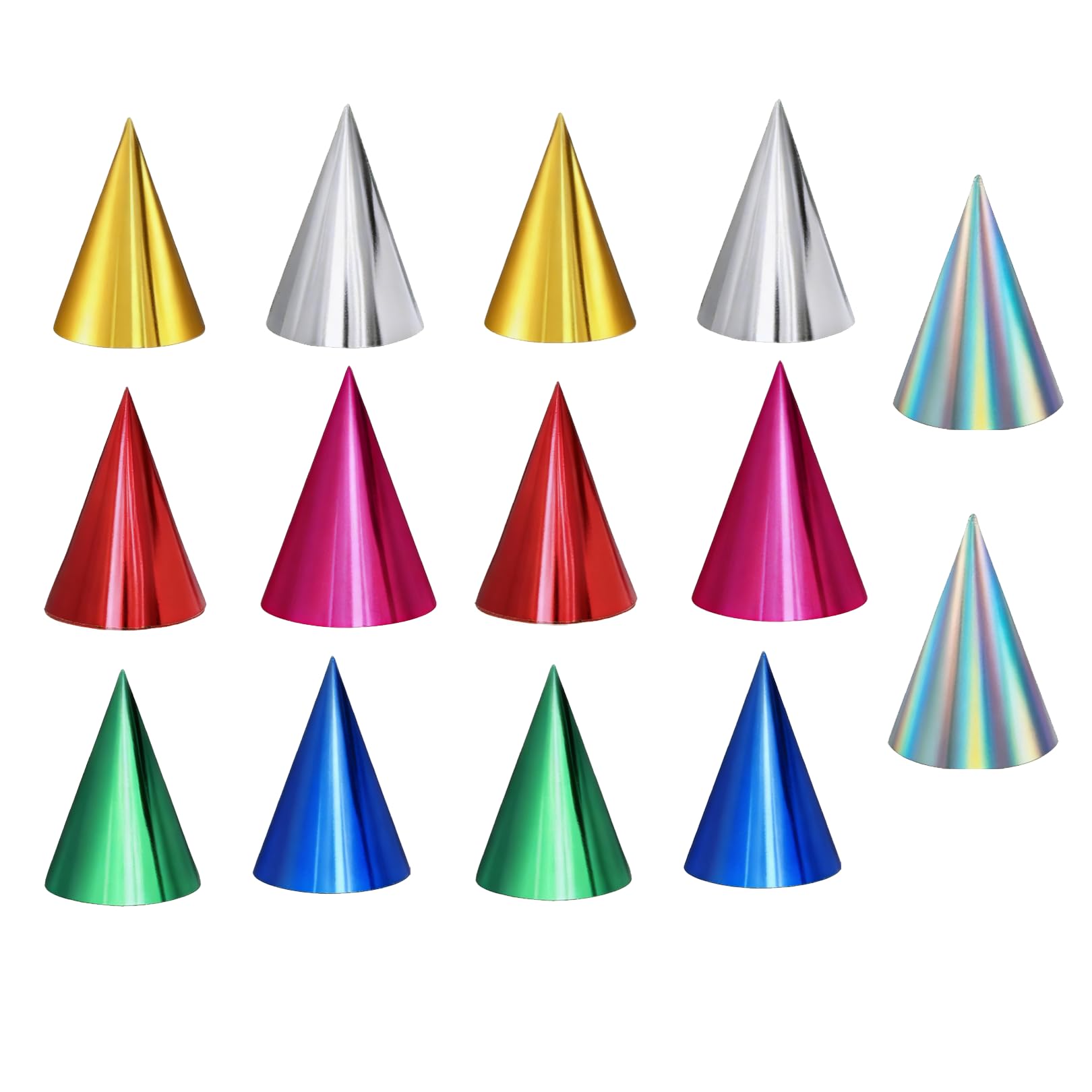 14 pcs Party Hats,Party Hats for Kids Adults,Shiny 7-Color Cone Sturdy and Durable Multicolor Papers Glitter Headwear Suitable for Gilrs Boys Birthday Parties Celebrations Departmental Activities